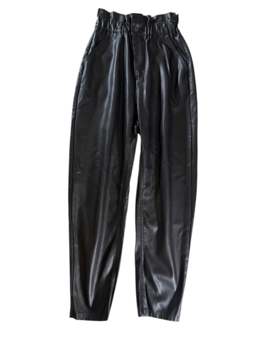 Zara Black Faux Leather Paperbag High Rise Size 0 XS